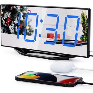 Alarm Clock Bedroom,8.7"Big Display Digital LED Mirror Clock with 2 Alarms